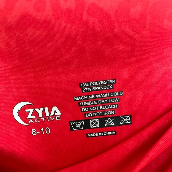 Zyia Active Scrunchie Red‎ Leopard Leggings Size 8/10 Light N Tight High Waist - Picture 6 of 10